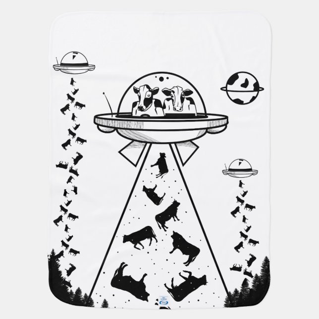 UFO alien cow abduction Baby Blanket (Back)