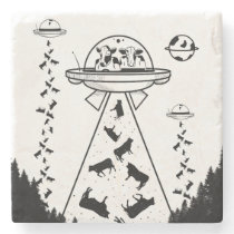 UFO alien cow abduction Stone Coaster