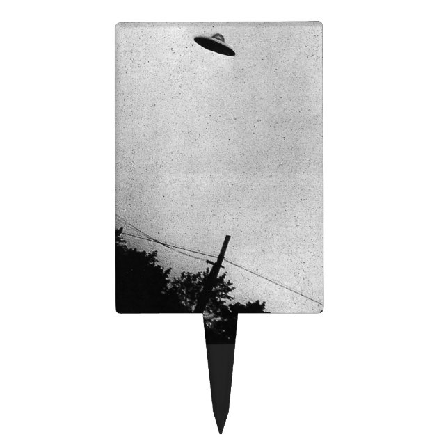 UFO Alien Extraterrestrial Spacecraft Top Secret Cake Topper (Front)