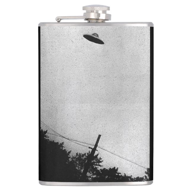 UFO Alien Extraterrestrial Spacecraft Top Secret Flask (Front)