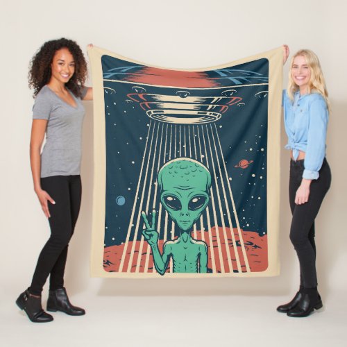 UFO Alien Fleece Blanket