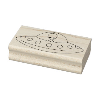 UFO Alien Flying Saucer Rubber Stamp