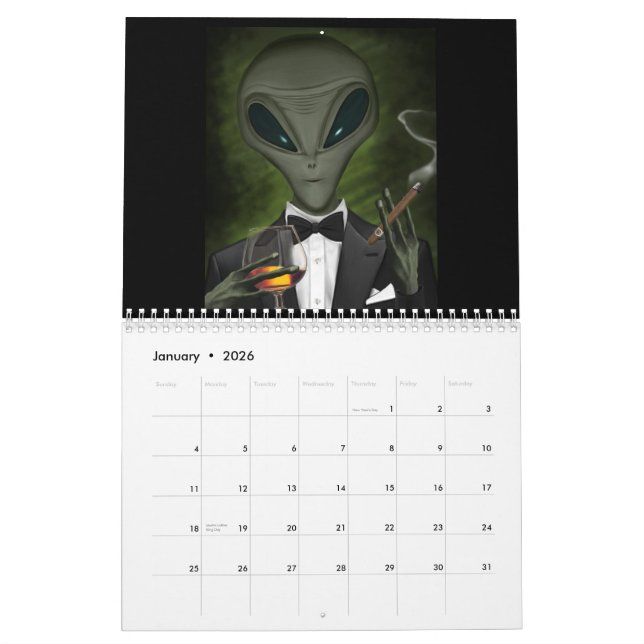 UFO & Alien Humor Calendar (Jan 2026)