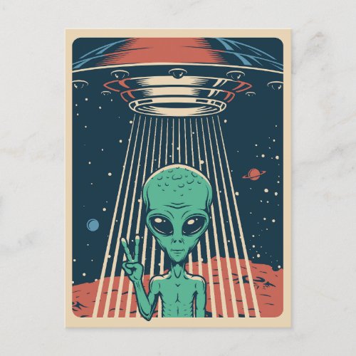 UFO Alien Postcard