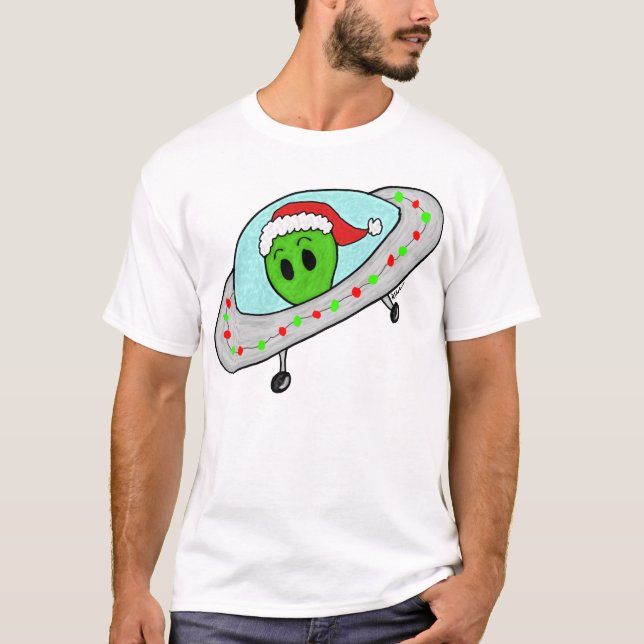 UFO Alien Santa T-Shirt (Front)