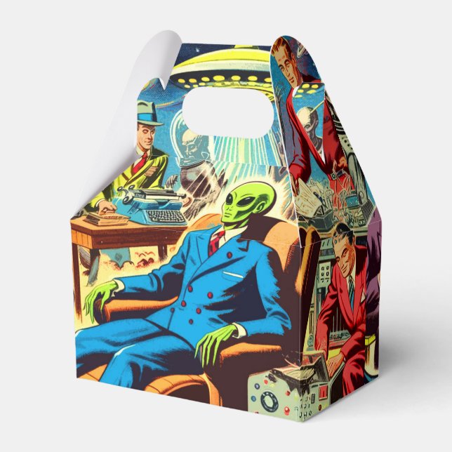Ufo Alien Sci-fi Retro Comics Favor Boxes (Front Side)