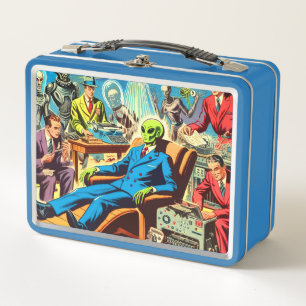 Ufo Alien Sci-fi Retro Comics Metal Lunch Box