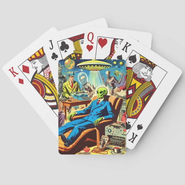 Ufo Alien Sci-fi Retro Comics Poker Cards (Back)