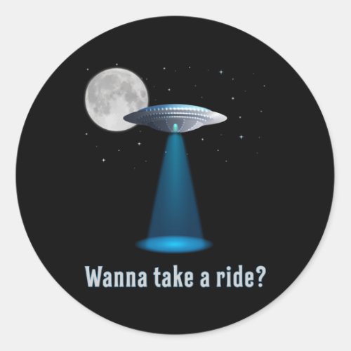 Ufo Alien Science Fiction Space Sci_Fi Funny Gift Classic Round Sticker