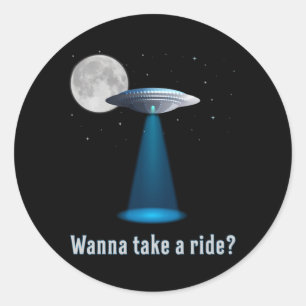 Ufo Alien Science Fiction Space Sci-Fi Funny Gift Classic Round Sticker