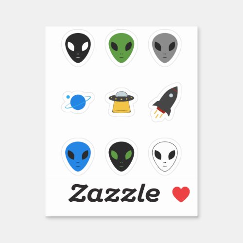 UFO  Alien Set Stickers