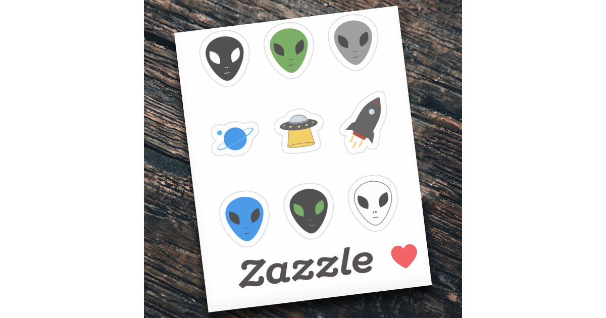 UFO & Alien Set Stickers | Zazzle