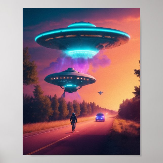UFO Alien Space Digital Posters & Wall Art (Front)