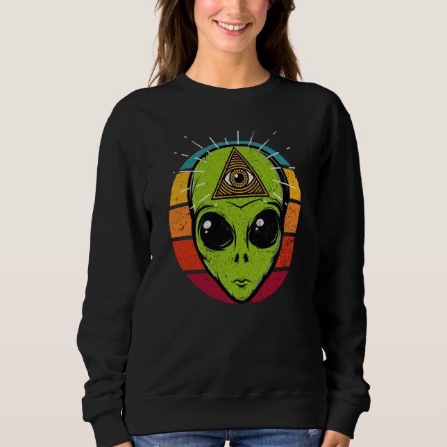 UFO Alien Space Illuminati Occult Masonic All Seei Sweatshirt (Front)