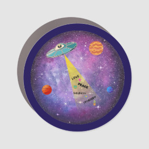 UFO Alien space spaceship star people Car Magnet