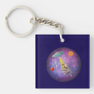 UFO Alien space spaceship star people Keychain