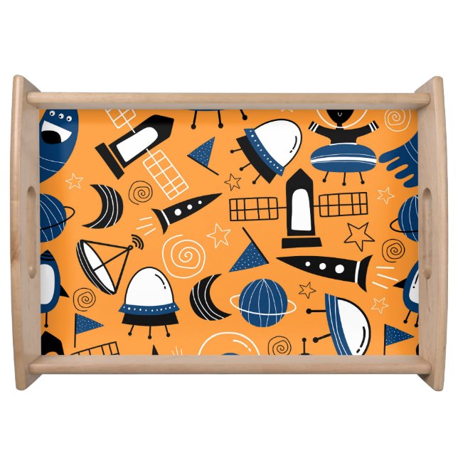 UFO alien, spaceships, kids pattern Serving Tray (Front)