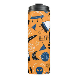 UFO alien, spaceships, kids pattern Thermal Tumbler