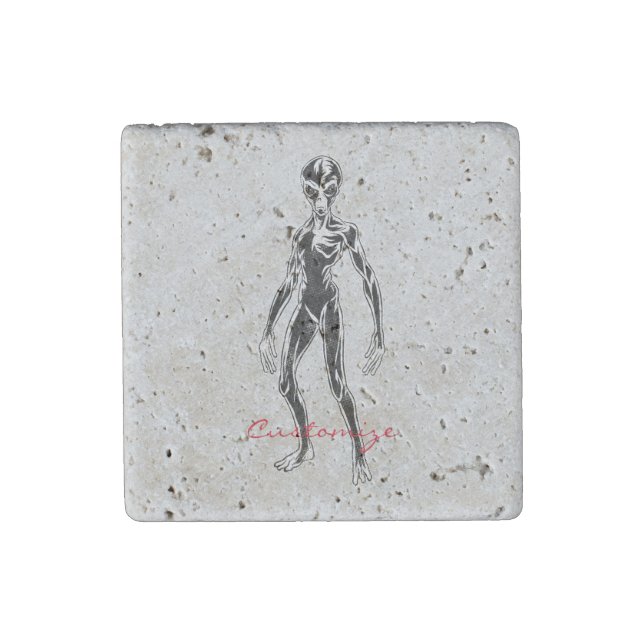 UFO Alien Thunder_Cove Stone Magnet (Front)