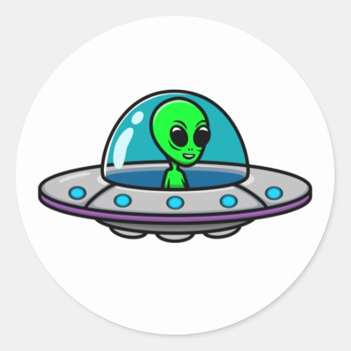 UFO and Alien Classic Round Sticker