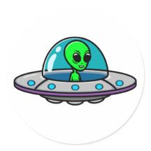 UFO and Alien Classic Round Sticker