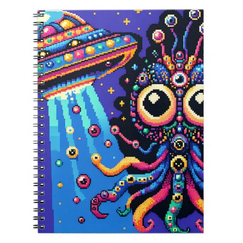 UFO and Alien Pixel Art Notebook