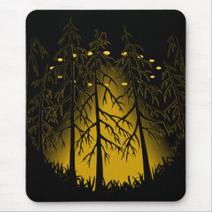 UFO Art Mousepad Flying Saucer w Owl Art Mousepad