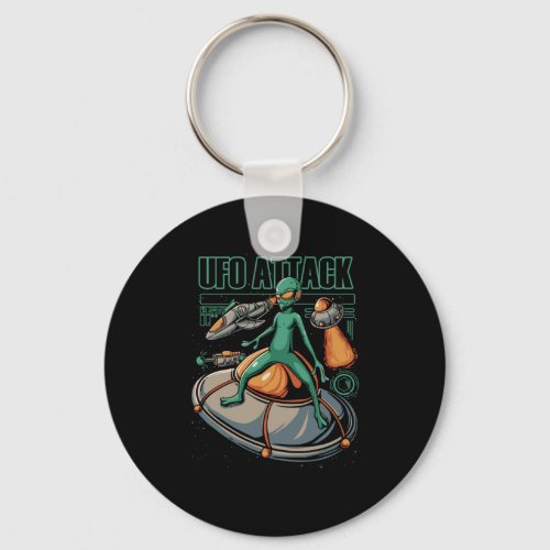 UFO Attack Alien Believer Aliens Extraterrestrial  Keychain