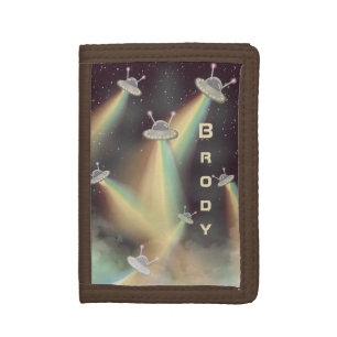 UFO Attack on Earth sci-fi alien invasion Trifold Wallet