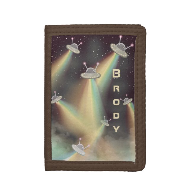 UFO Attack on Earth sci-fi alien invasion Trifold Wallet (Front Vertical)