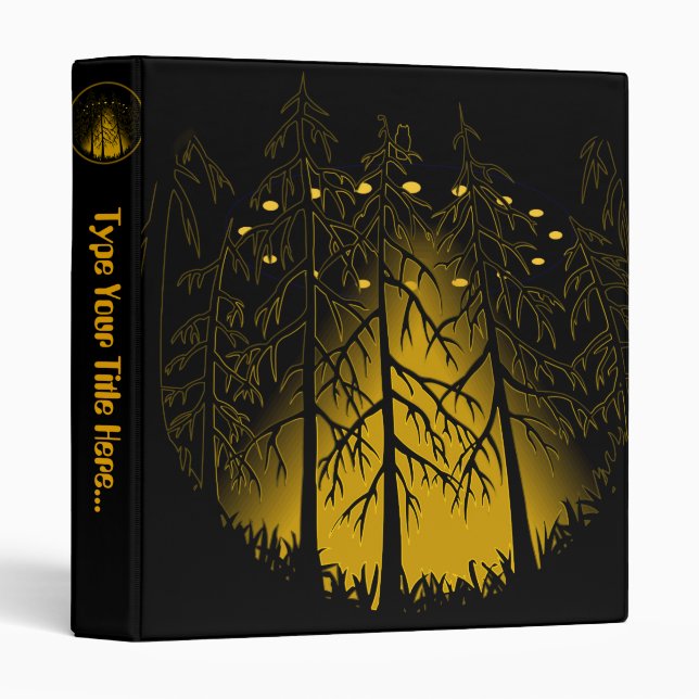 UFO Binder Cute UFO w. Owl Art School Supplies (Front/Spine)