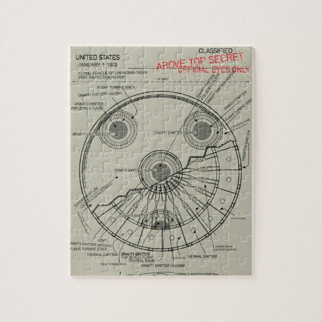 UFO Blueprint Jigsaw Puzzle (Vertical)