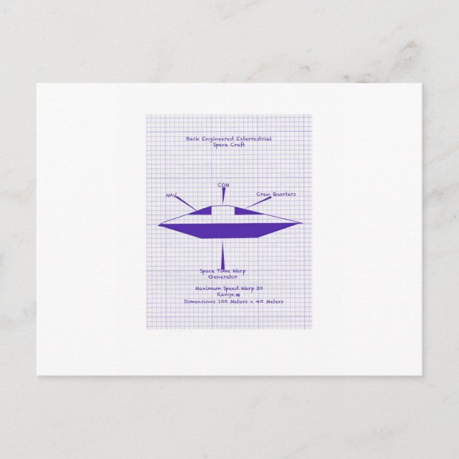 UFO Blueprint Postcard (Front)