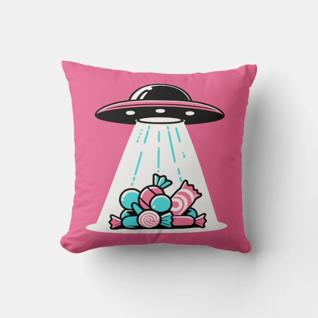 UFO Candy Throw Pillow (Front)
