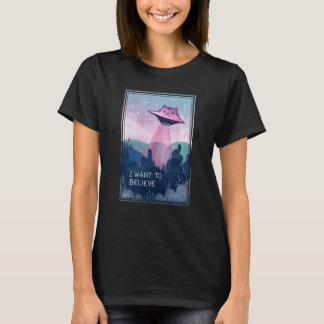 Ufo Cat Abduction  Funny Alien Cat I Want To Belie T-Shirt