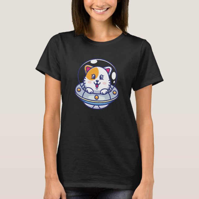 Ufo Cats I Cat Cute Kitten Spaceship Space Kids T-Shirt (Front)