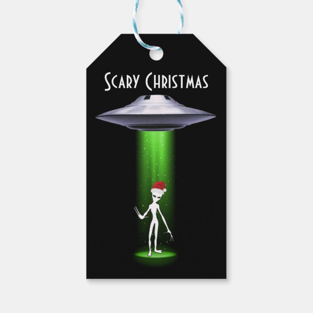 UFO Christmas 🛸 Funny Alien Gift Tags (Back)