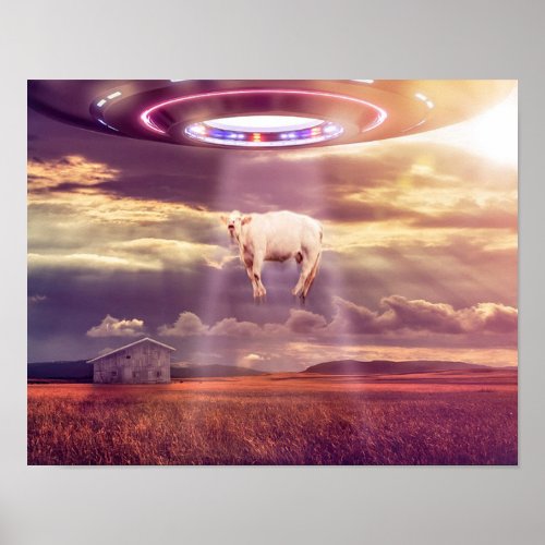 UFO Cow Abduction Encounter Poster