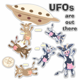 UFO cow abduction humor Sticker
