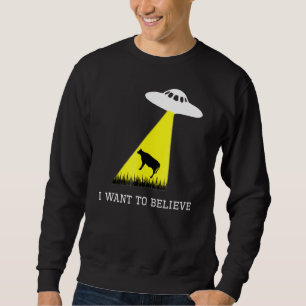 Ufo Cow Abduction I Want To Believe Aliens Sweatshirt