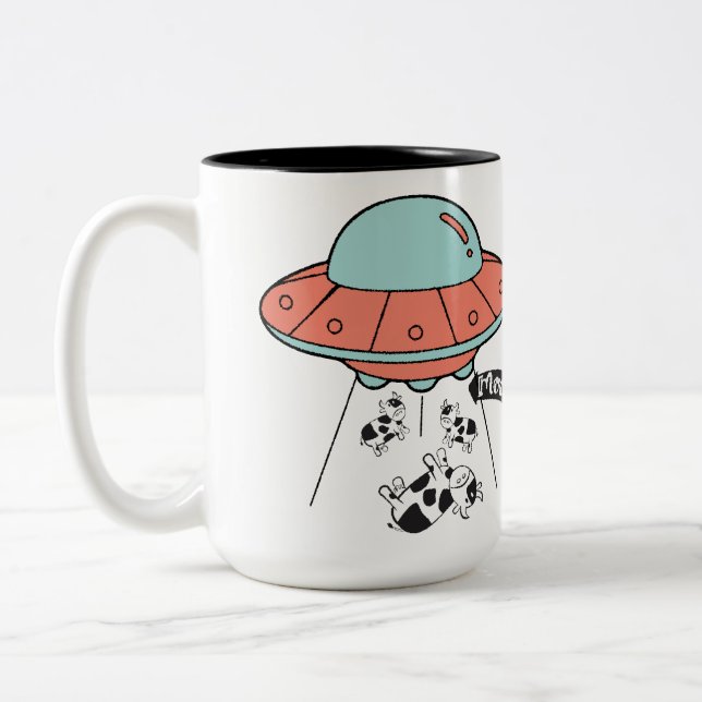 UFO Cow Abduction Mug (Left)