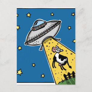 UFO COW ABDUCTION Postcard