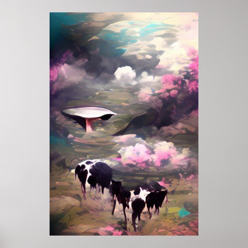 UFO Cow Abduction Poster