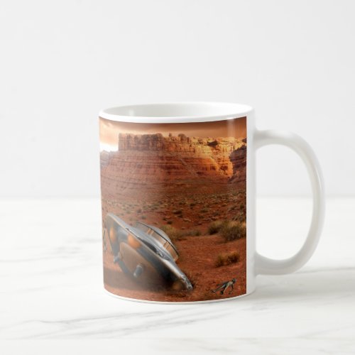 UFO Crash in Desert with Alien Fatality Mug