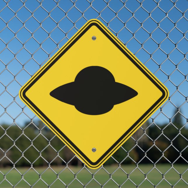 UFO Crossing Metal Sign (In Situ(Fence))