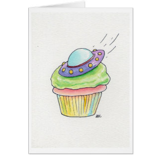 UFO Cupcake Flying Saucer Cards