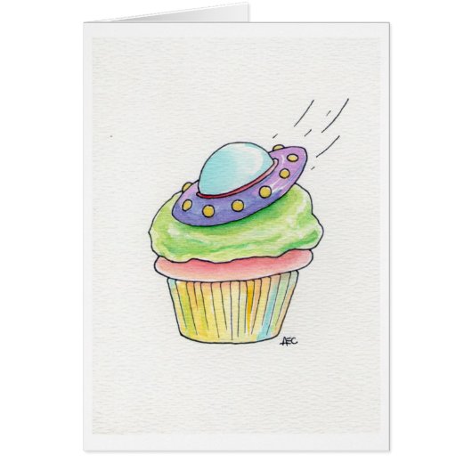 UFO Cupcake Flying Saucer Cards (Front)