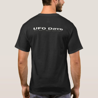 UFO Dave T-Shirt Back with 'Look Up!!' Tag Under