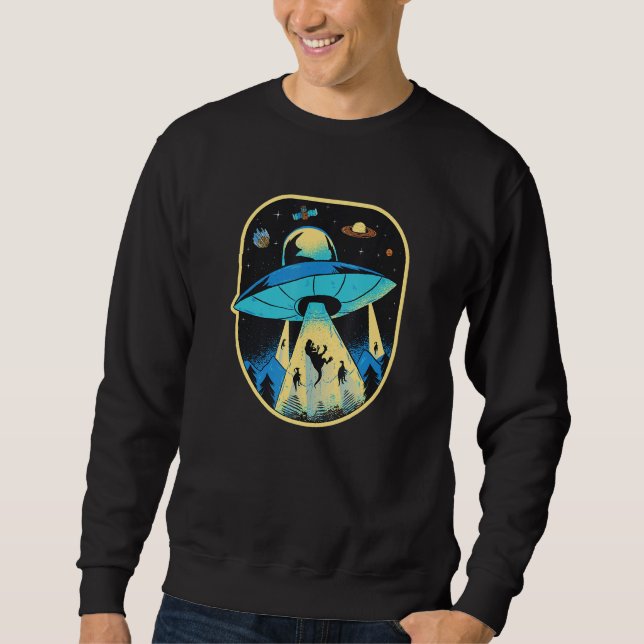 Ufo Dinosaur Alien Abduction Sweatshirt (Front)