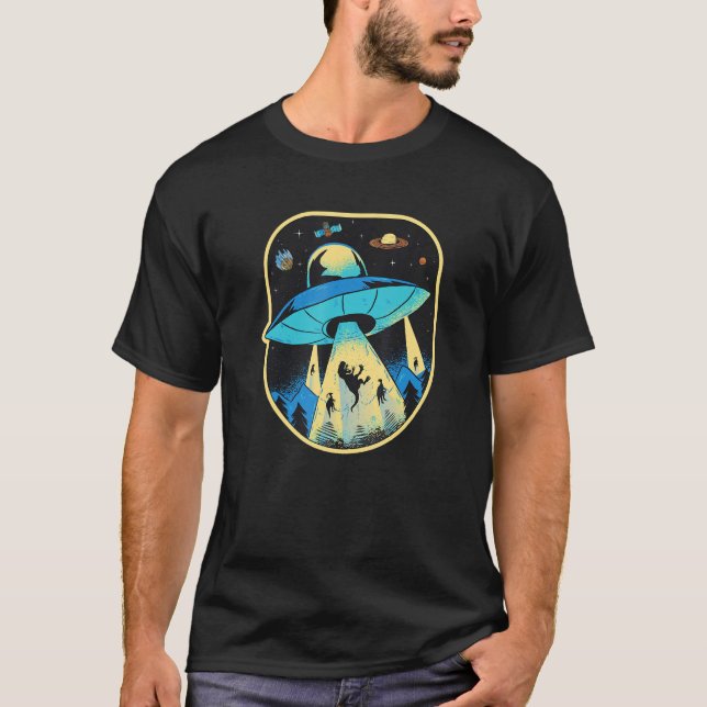 Ufo Dinosaur Alien Abduction T-Shirt (Front)
